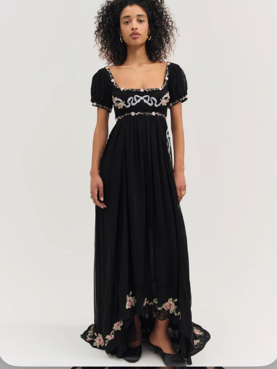 For Love And Lemons Dresses & Skirts - For Love & Lemons Rosemarie Embroidered Floral Bows Coquette Beaded Maxi Dress M